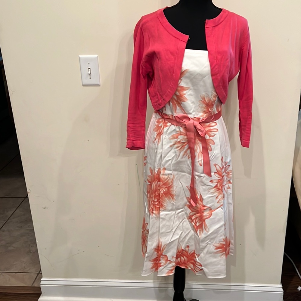 Ladies spaghetti strap dress with matching cardigan